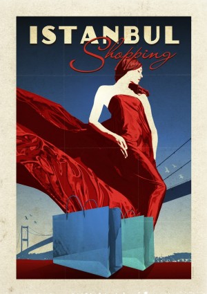 Turkey Istanbul Shopping vintage travel poster